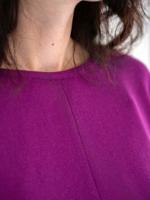 Top violet oversize femme en crêpe de laine Chiara Violet ATODE