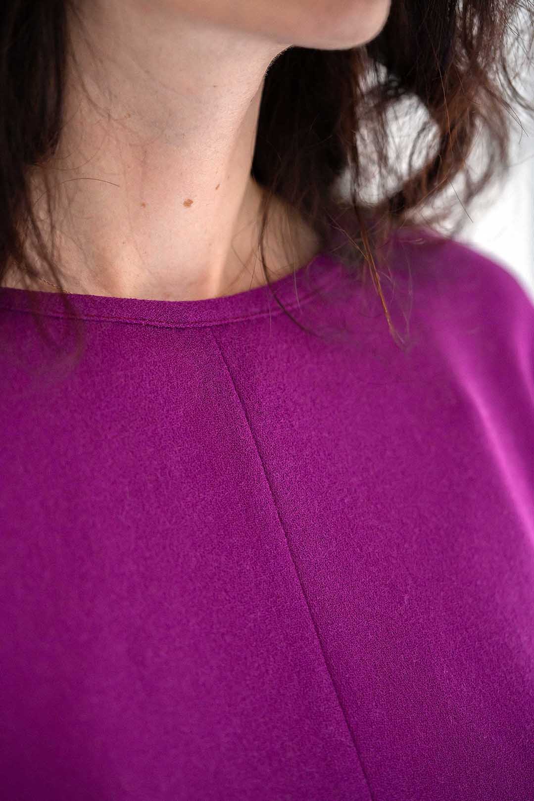 Top violet oversize femme en crêpe de laine Chiara Violet ATODE