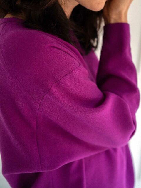 Top violet oversize femme en crêpe de laine Chiara Violet ATODE