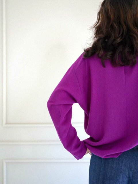 Top violet oversize femme en crêpe de laine Chiara Violet ATODE