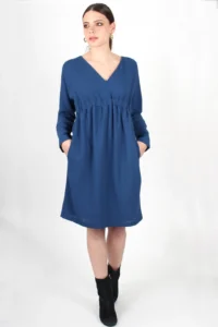 robe-empire-bleu-petrole-en-crepe-de-laine Amandine ATODE