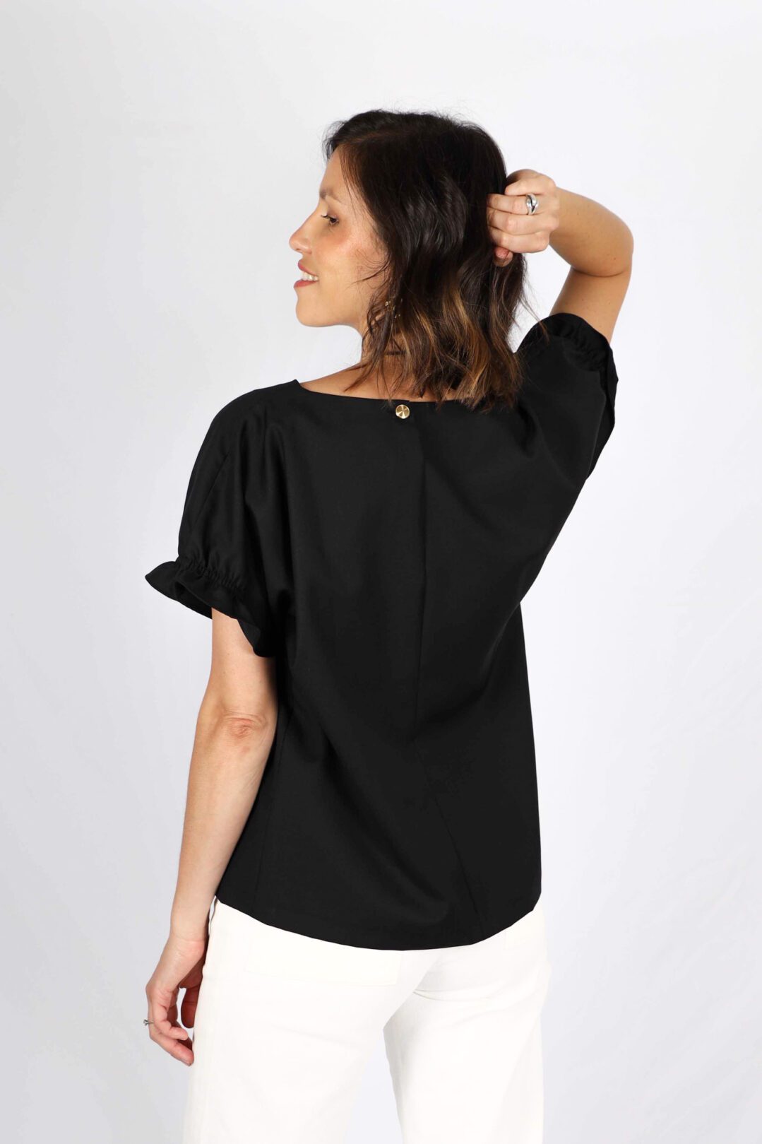 Blouse noire femme chic Louane ATODE