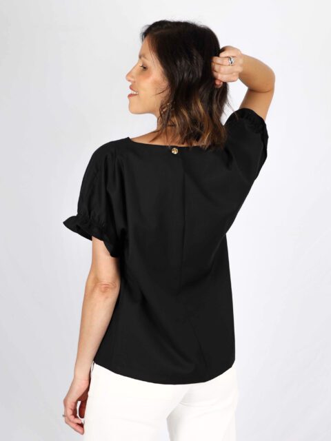 Blouse noire femme chic Louane ATODE