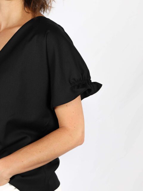 Blouse noire femme chic Louane ATODE