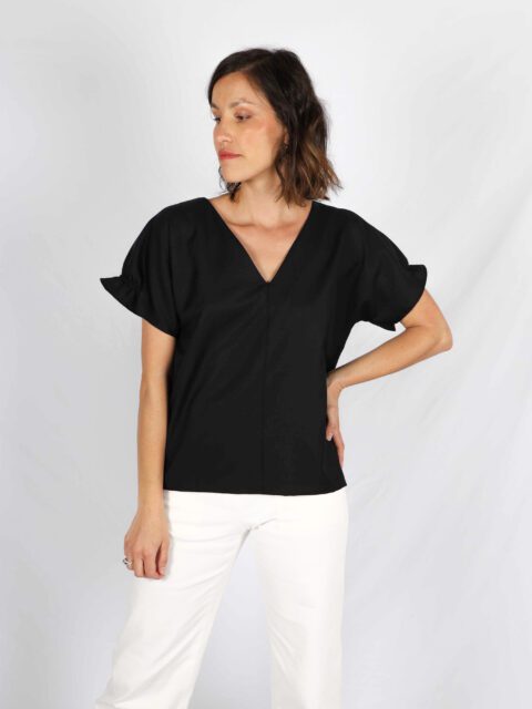 Blouse noire femme chic Louane ATODE