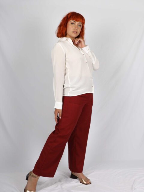pantalon rouge femme taille haute Laura ATODE
