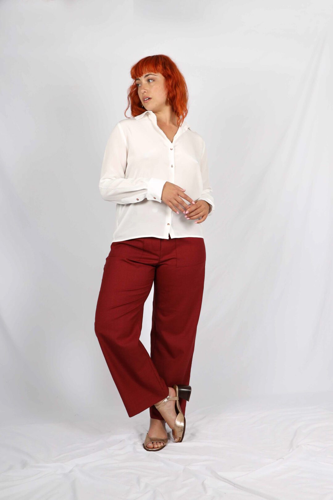 pantalon rouge femme taille haute Laura ATODE