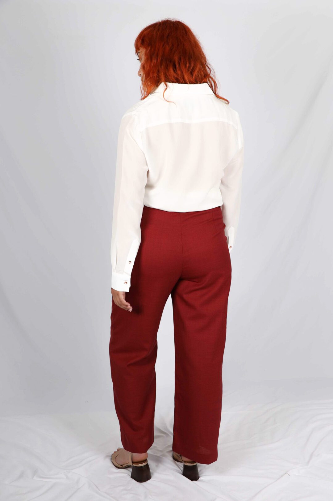 pantalon rouge femme taille haute Laura ATODE