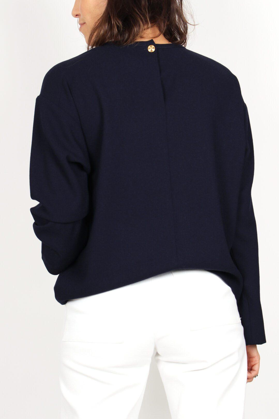 pull en laine bleu marine femme Chiara ATODE Made in France