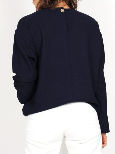 pull en laine bleu marine femme Chiara ATODE Made in France