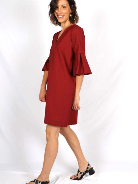 robe trapèze rouge Michèle ATODE