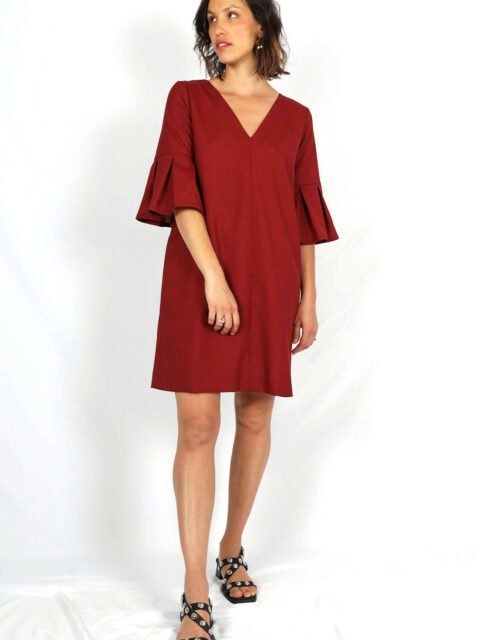 robe trapèze rouge Michèle ATODE