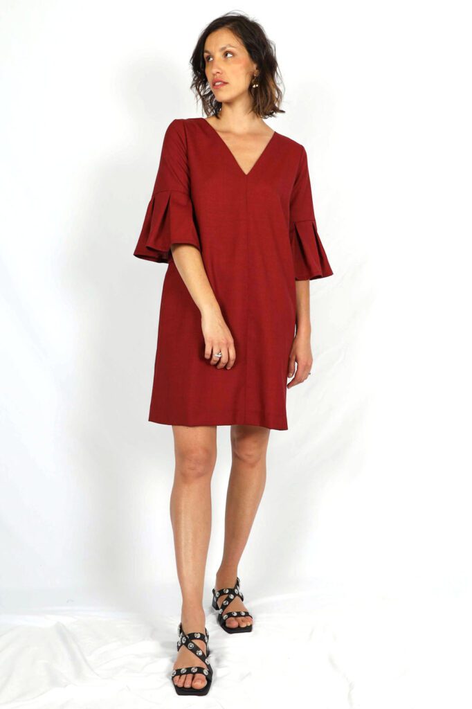 robe trapèze rouge Michèle ATODE