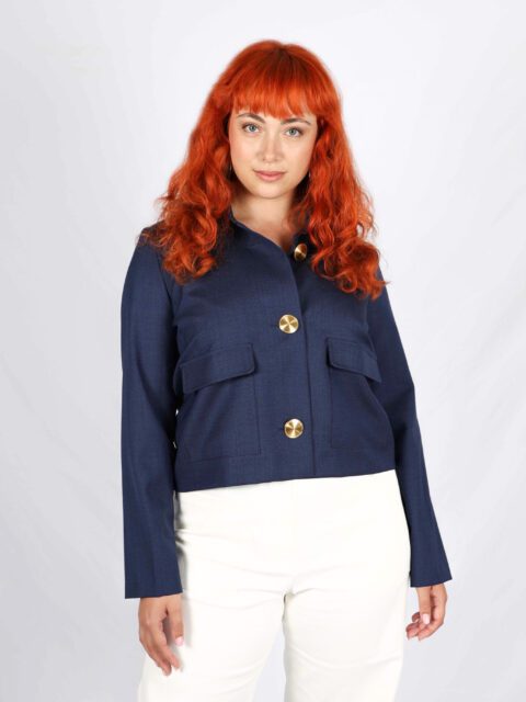 Veste courte bleu marine femme chic Made in France - ATODE