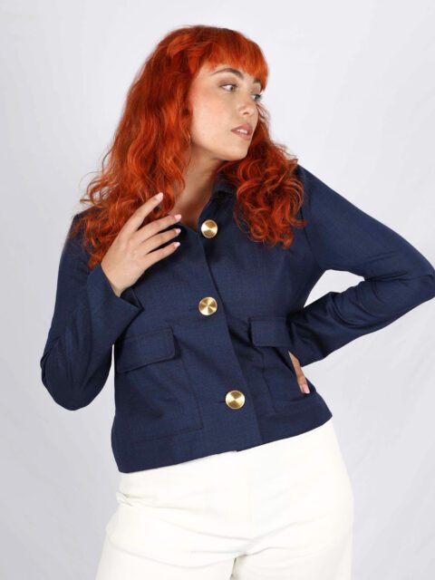 veste courte bleu marine femme chic Virginie ATODE