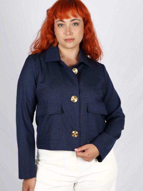 veste courte bleu marine femme chic Virginie ATODE