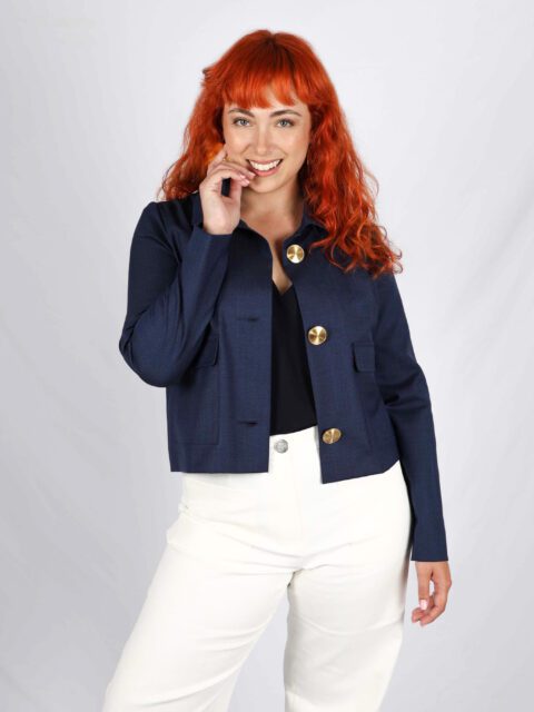 veste courte bleu marine femme chic Virginie ATODE