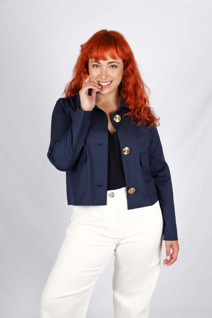 veste courte bleu marine femme chic Virginie ATODE