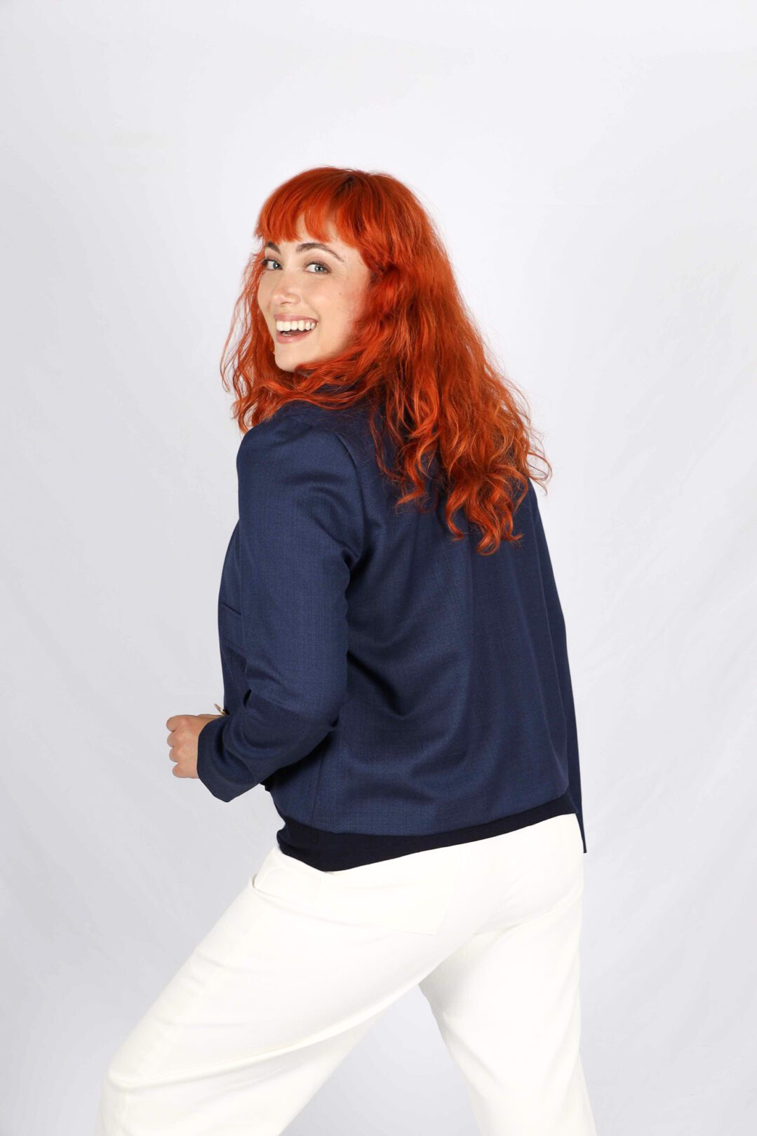 veste courte bleu marine femme chic Virginie ATODE