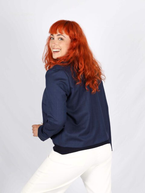 veste courte bleu marine femme chic Virginie ATODE