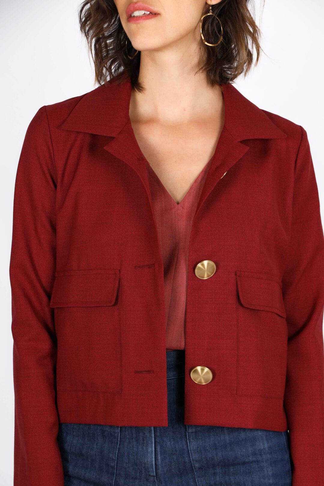 veste courte rouge femme habillée virginie ATODE