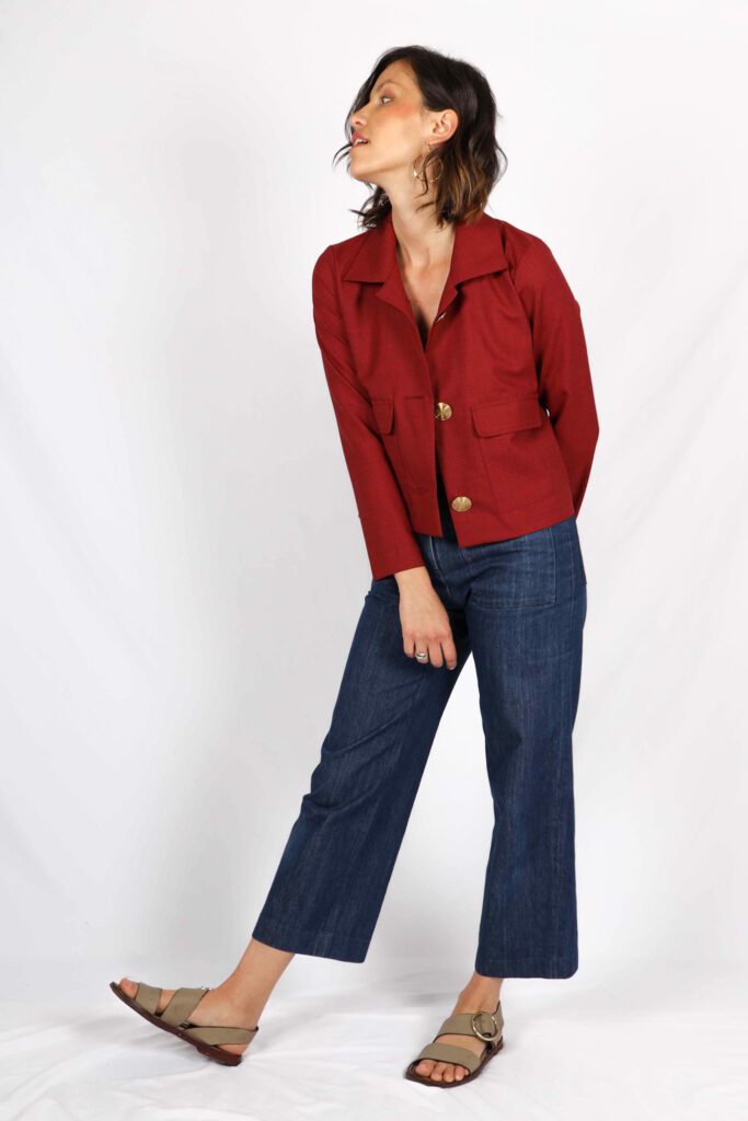 Veste courte rouge femme habillee Fabriquee en France ATODE