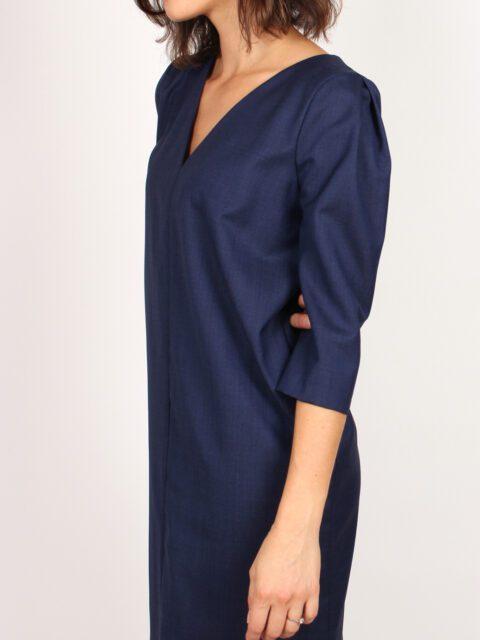 robe chic en laine bleu marine atode Made in France