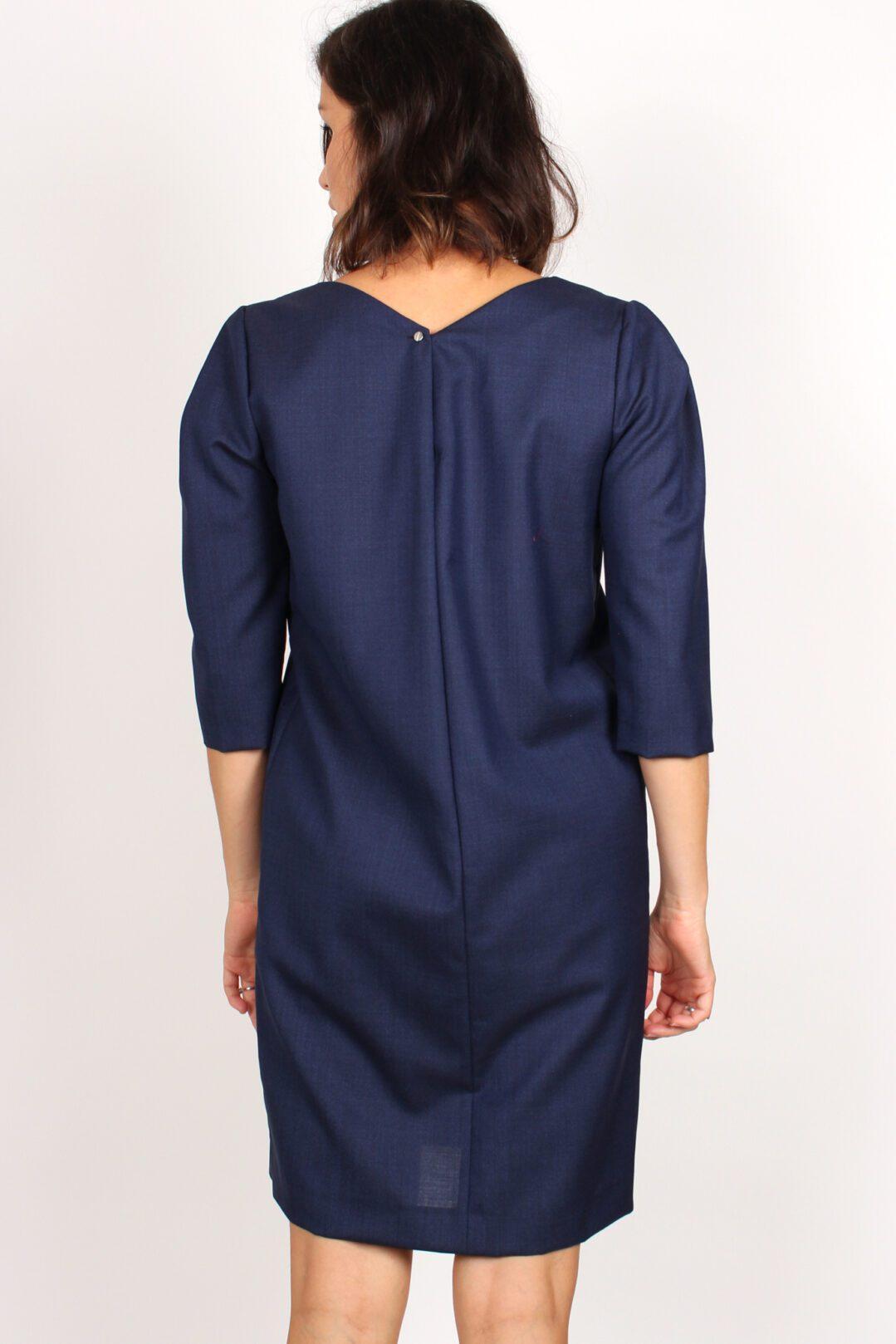 robe chic en laine bleu marine atode Made in France