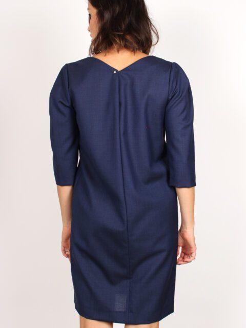 robe chic en laine bleu marine atode Made in France