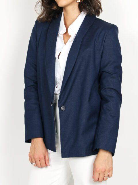 veste de tailleur femme bleu marine en laine Marie-Anne Atode Made in France