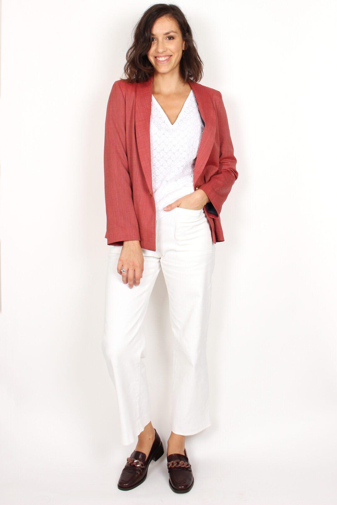 veste de tailleur femme corail en laine atode