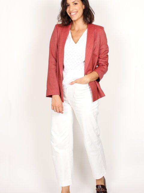 veste de tailleur femme corail en laine atode