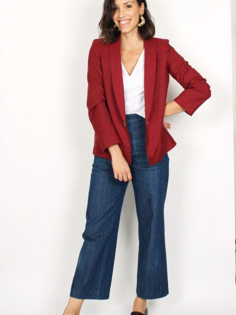 veste de tailleur femme rouge en laine Atode Made in France