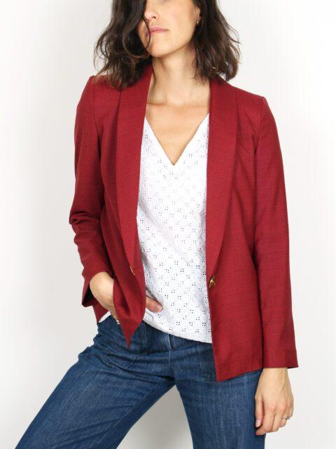 veste de tailleur femme rouge en laine Atode Made in France